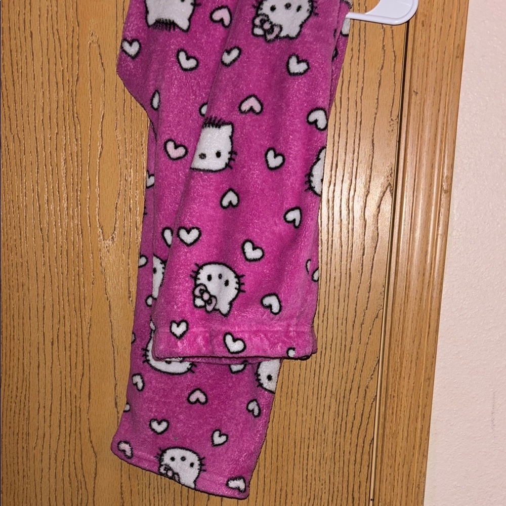 Hello Kitty Pink and White Pajama Bottoms with Playful Print